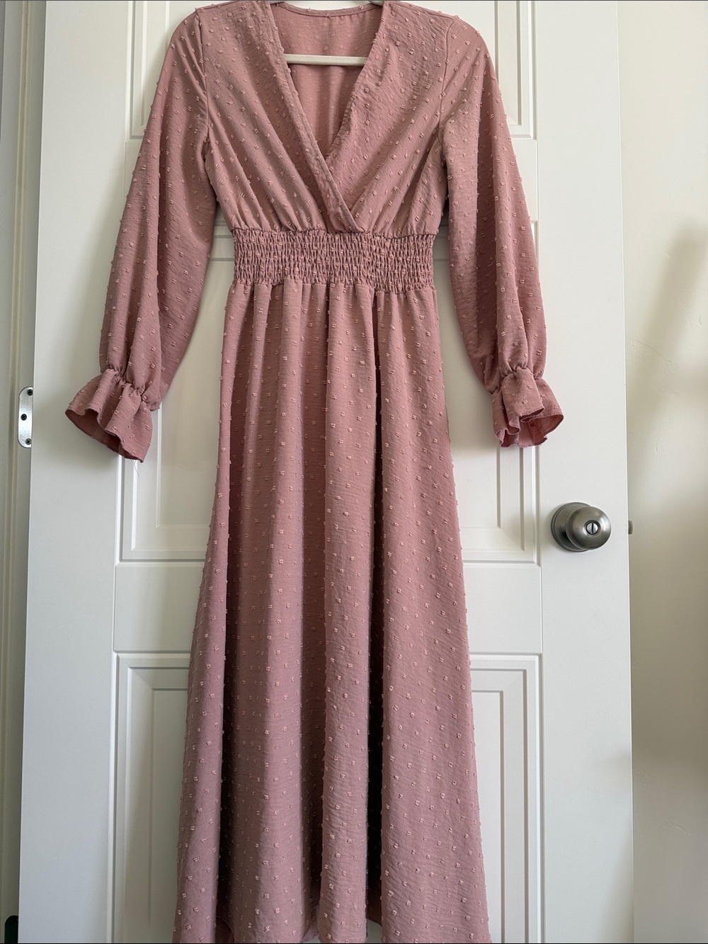Dusty Rose Smocked-Waist Maxi Dress